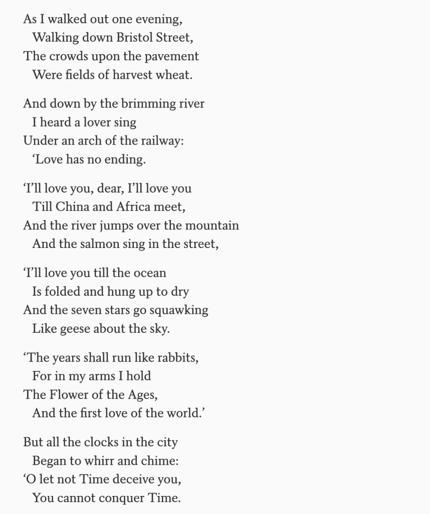 As I Walked Out One Evening by W.H. Auden