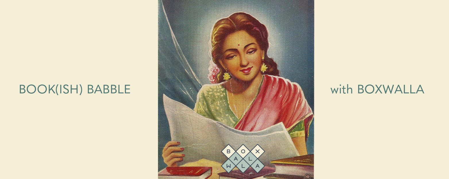 A painting of a woman reading forms the background for the Bookish Babble banner.